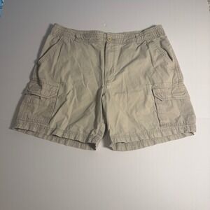 Saddlebred Mens Tan Cargo Shorts Cotton Ripstop Elastic Waist Khaki Size 36